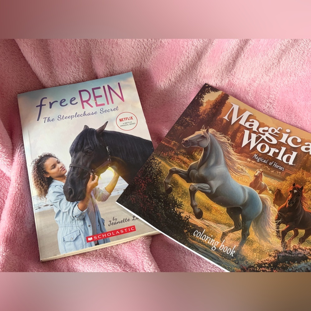 Free rein novel + horse colouring book NEW